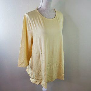 Denim & Co Womens Essentials Yellow Long Sleeve Tee